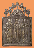 Литая икона Преп. Иоанн Лествичник, Иоанн Дамаскин, Алексий, Божий человек