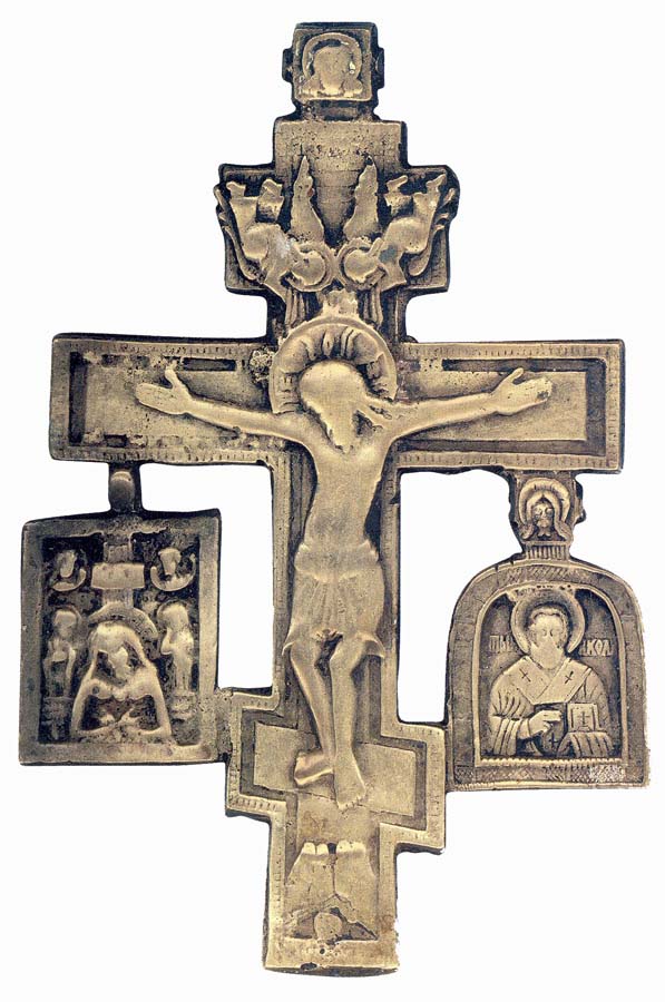 Киотный крест-спайка с иконами