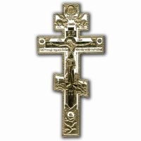 Бронзовый киотный крест. Белая эмаль