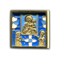 Полувершковая икона “Поклонение Смоленской иконе Богородицы”